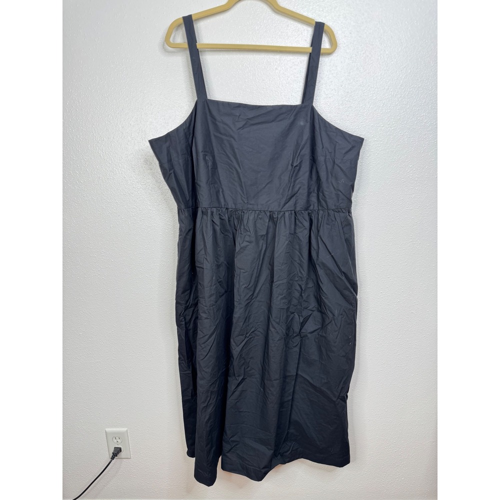 A New Day Womens Black Cotton Smocked Back Midi Dress 2X NWT